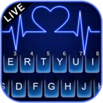 neon blue heartbeat keyboard t android application logo